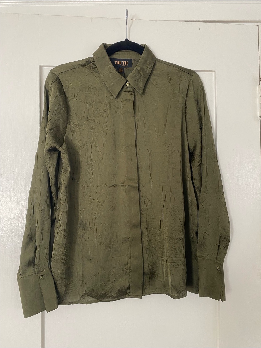 Truth Olive Button-Front Long Sleeve Shirt